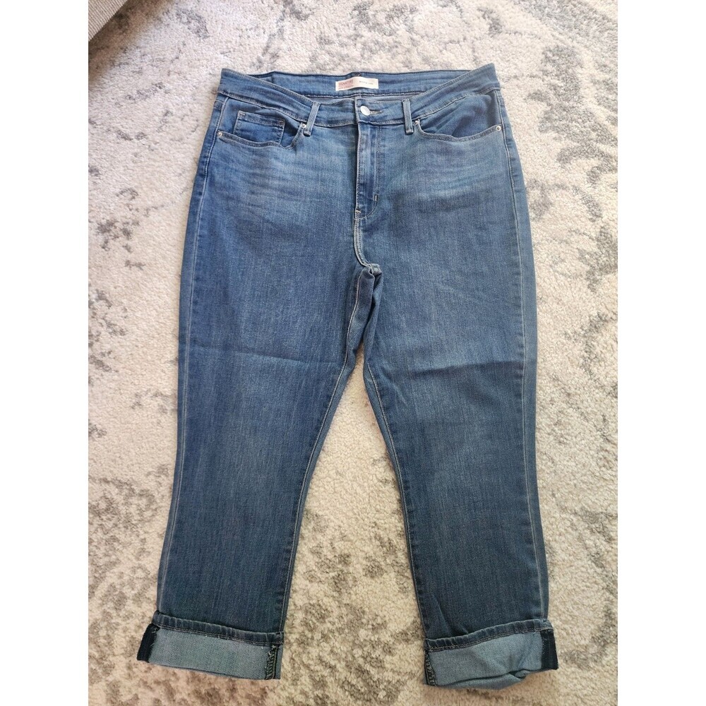 Signature By Levi Strauss Womens Size 14 Cuffed Modern Denim Jeans Capris